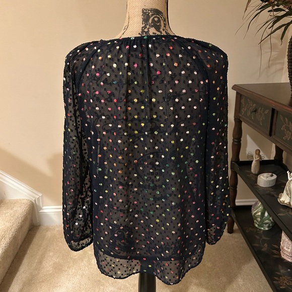 J Crew Multicolor Polka Dot Sheer Women's Top - Picture 5 of 6